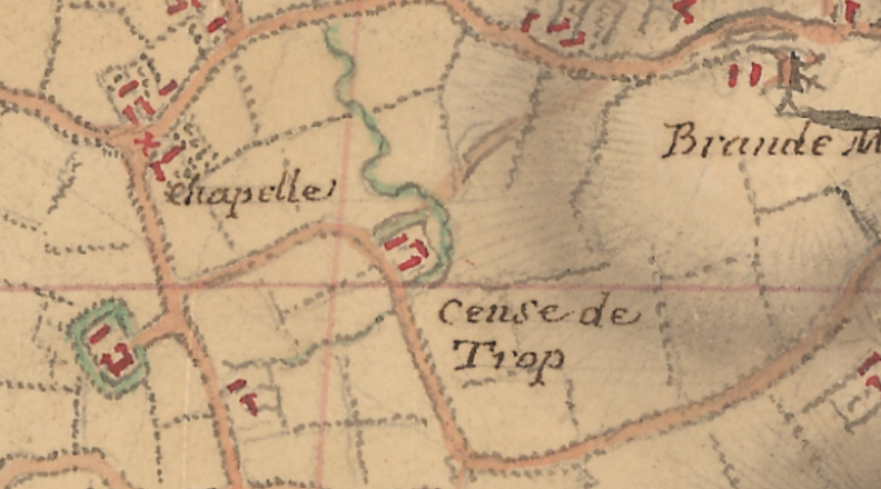 historische kaart lindes pladijsstraat deerlijk bakens van bomen
